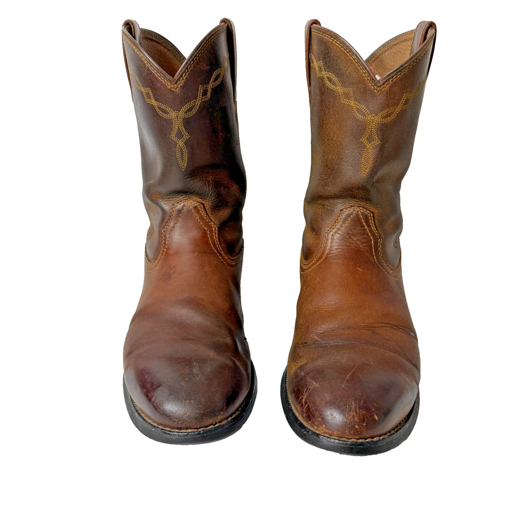 Ariat Heritage Roper Boots Men 10.5 D Brown Leather Round Toe Western Cowboy